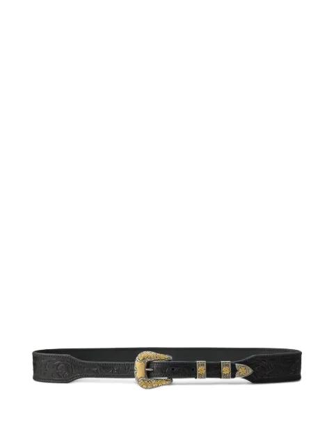 floral-buckle leather belt by RALPH LAUREN