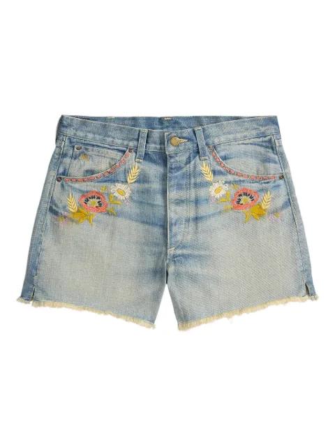 floral-embroidery denim short shorts by RALPH LAUREN