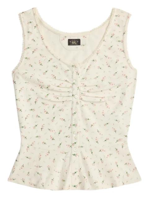 floral lace-trim tank top by RALPH LAUREN