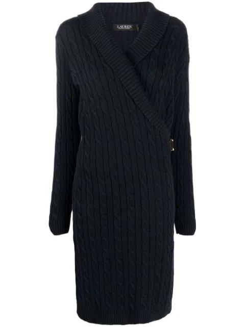 gassed cable-knit wrap dress by RALPH LAUREN