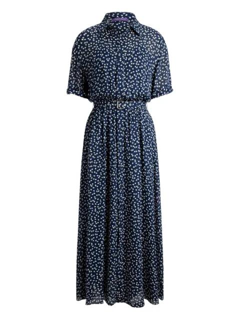 geometric-print belted midi day dress by RALPH LAUREN