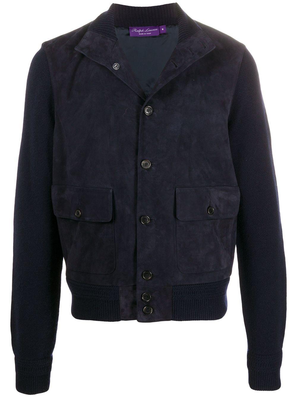 knitted jacket with suede panelling by RALPH LAUREN