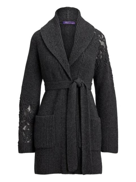 lace-insert belted cardigan by RALPH LAUREN