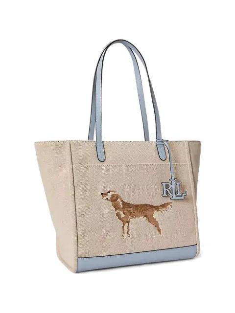 large Cameryn dog-embroidery tote bag by RALPH LAUREN