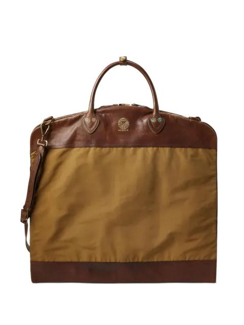 leather-trim canvas tote bag by RALPH LAUREN