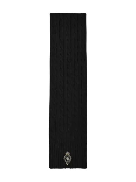 logo-embroidered cable-knit scarf by RALPH LAUREN