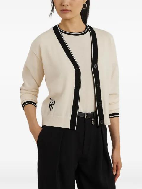 logo-embroidered contrast-trim cardigan by RALPH LAUREN