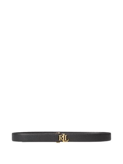 logo-plaque pebbled-leather belt by RALPH LAUREN