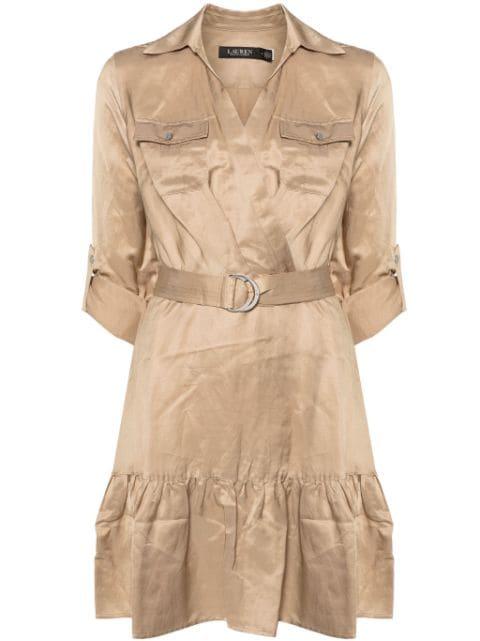 long-sleeve flared-hem minidress by RALPH LAUREN