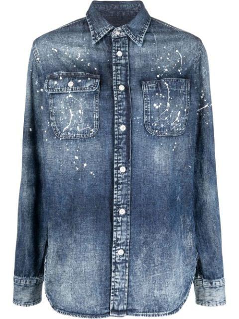 paint-splatter denim shirt by RALPH LAUREN