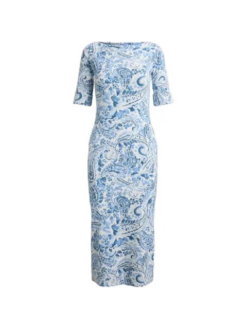 paisley-print boat-neck dress by RALPH LAUREN
