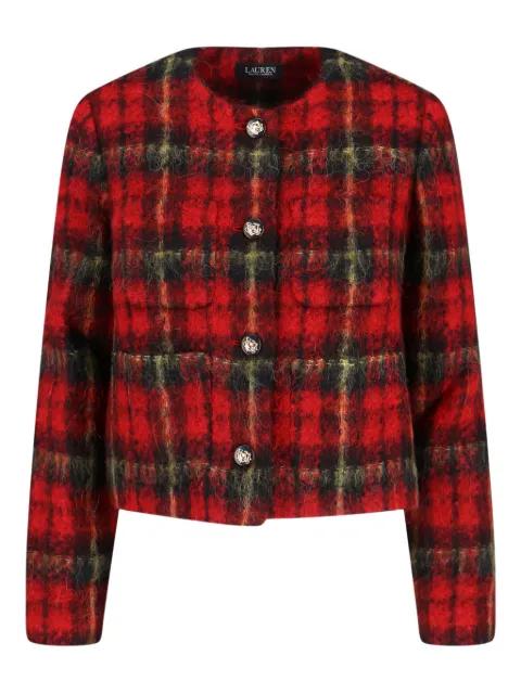 plaid-pattern button tweed jacket by RALPH LAUREN