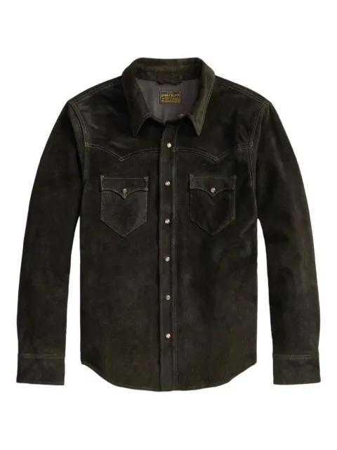 press-stud leather overshirt by RALPH LAUREN