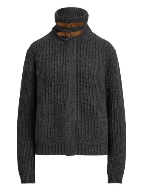 ribbed buckled-neck cardigan by RALPH LAUREN