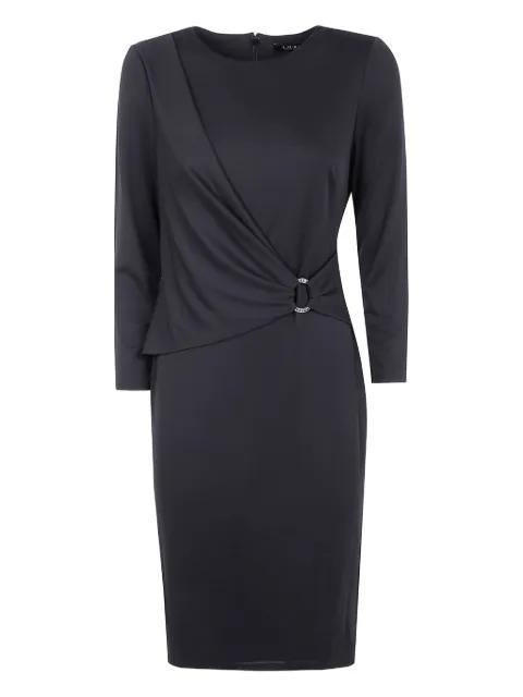 ring-embellished three-quarter sleeves midi dress by RALPH LAUREN