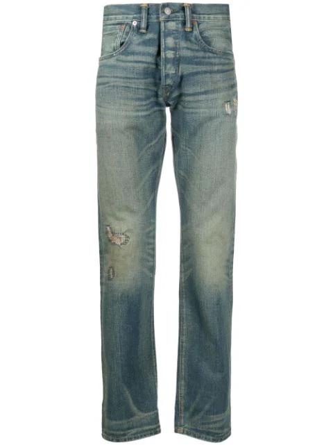 ripped straight-leg jeans by RALPH LAUREN
