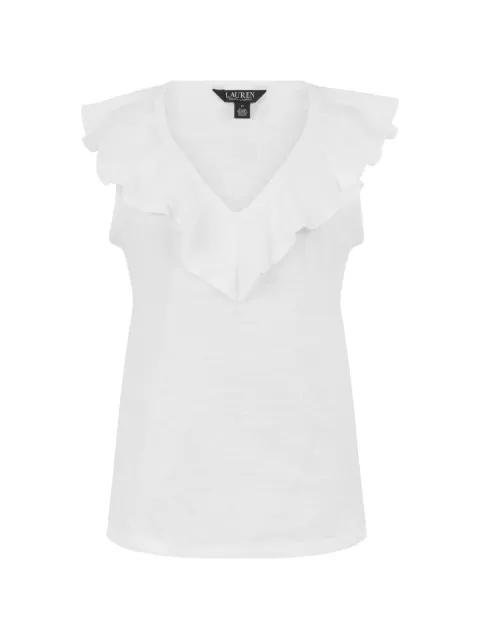 ruffled V-neck T-shirt by RALPH LAUREN