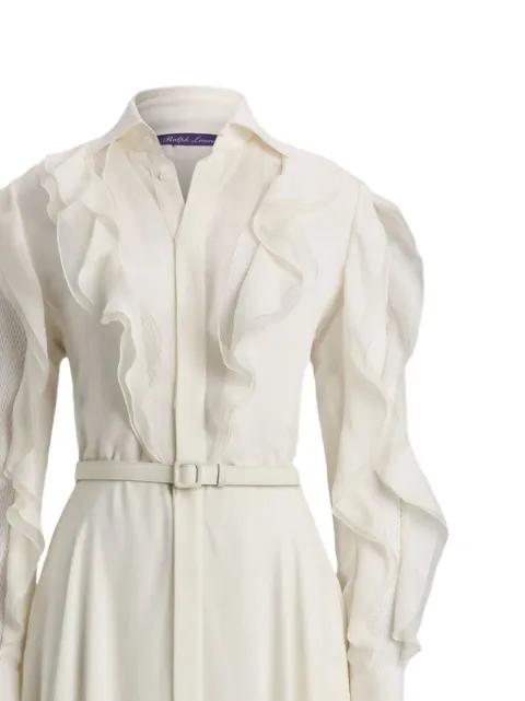 ruffled-detail belted shirt dress by RALPH LAUREN