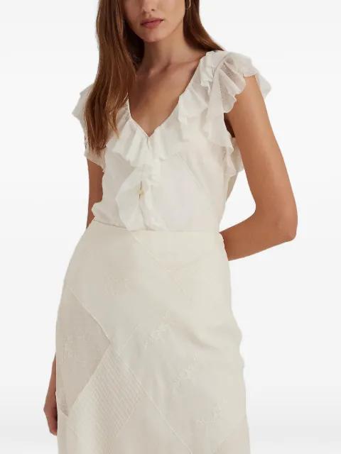 ruffled-neck top by RALPH LAUREN