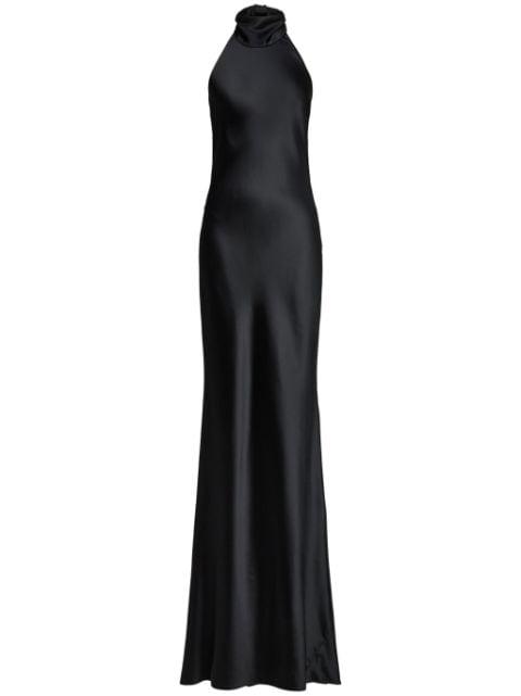 satin-finish sleeveless gown by RALPH LAUREN