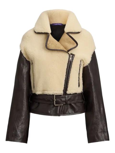 shearling leather belted jacket by RALPH LAUREN