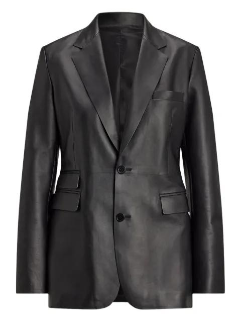 single-breasted leather blazer by RALPH LAUREN
