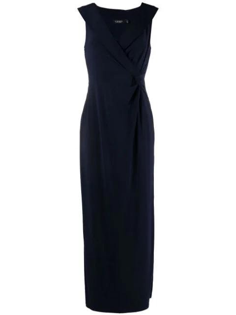 sleeveless pinched-waist maxi dress by RALPH LAUREN