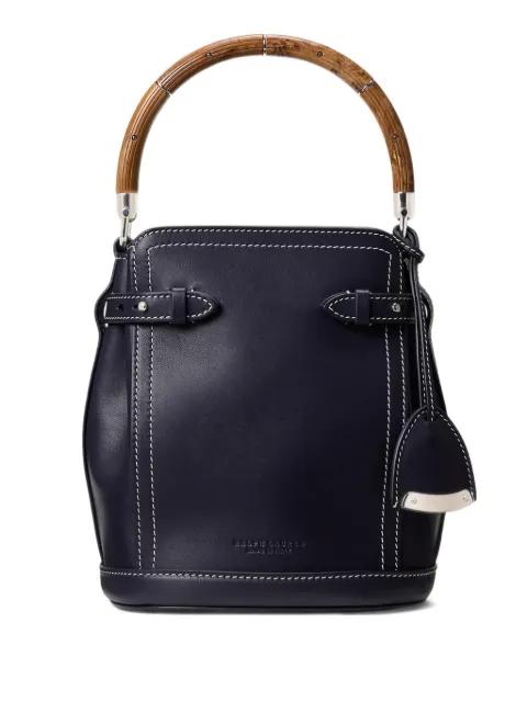 small wood-handle leather bucket bag by RALPH LAUREN