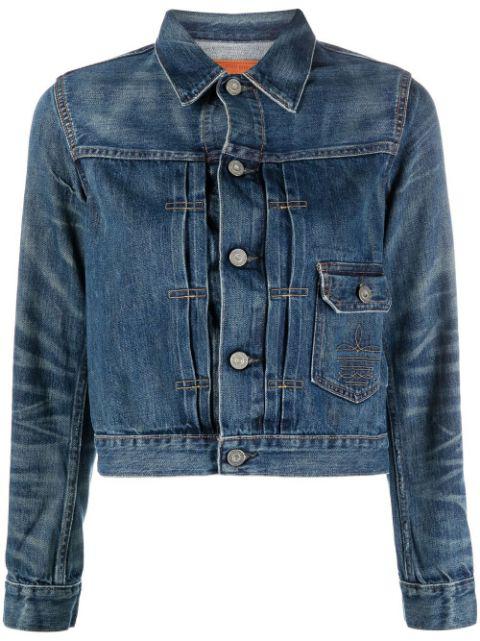 stonewashed cropped denim jacket by RALPH LAUREN