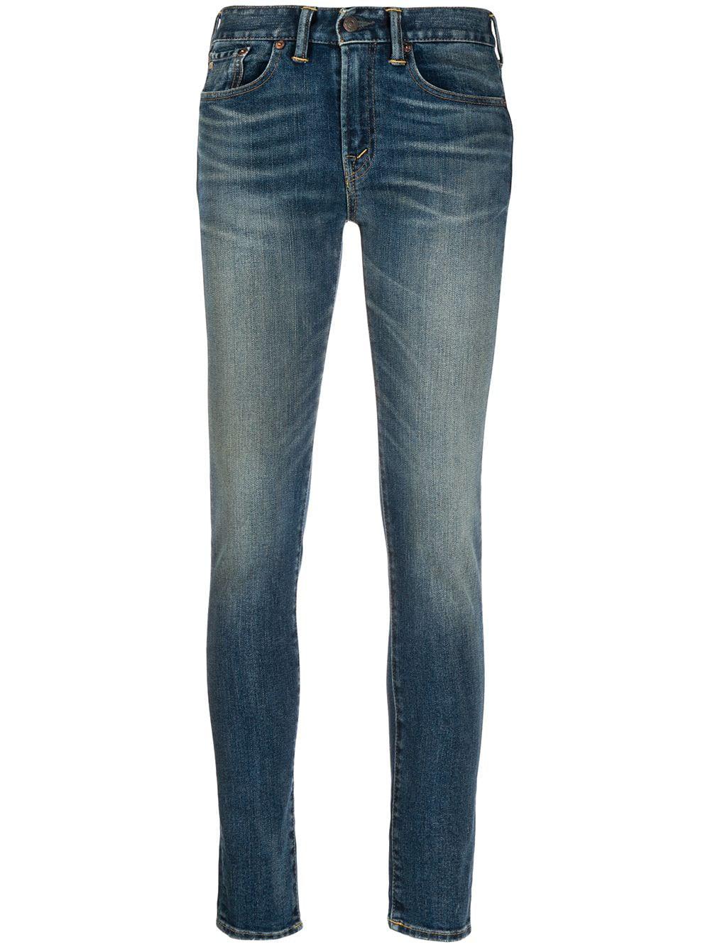 stonewashed mid-rise skinny jeans by RALPH LAUREN