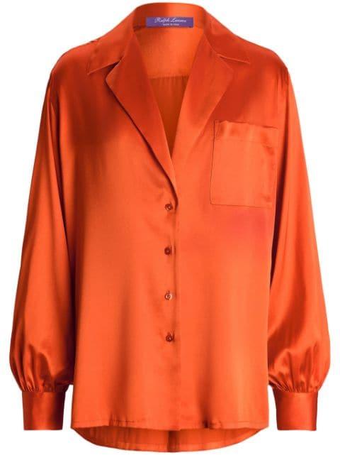 stretch-silk long-sleeve shirt by RALPH LAUREN