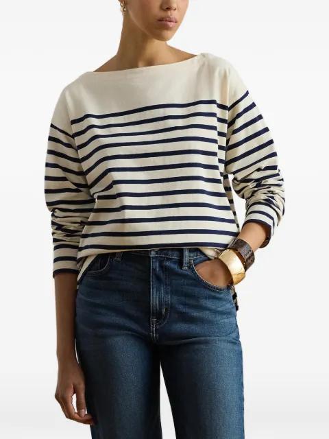 striped boat-neck sweatshirt by RALPH LAUREN
