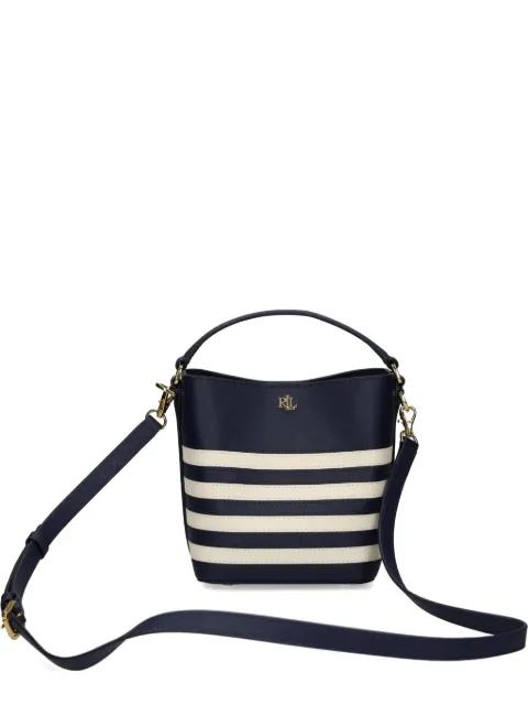 striped leather satchel by RALPH LAUREN