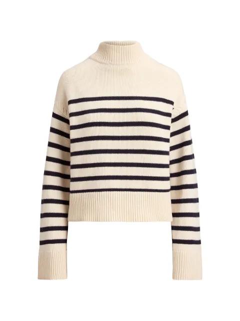striped mock-neck sweater by RALPH LAUREN