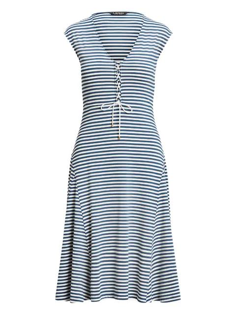 striped v-neck dress by RALPH LAUREN