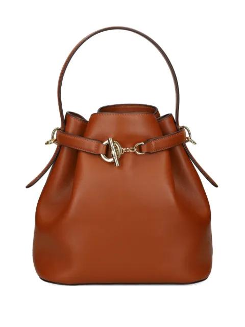 top-handle leather bucket bag by RALPH LAUREN