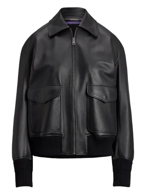 zip-front leather jacket by RALPH LAUREN