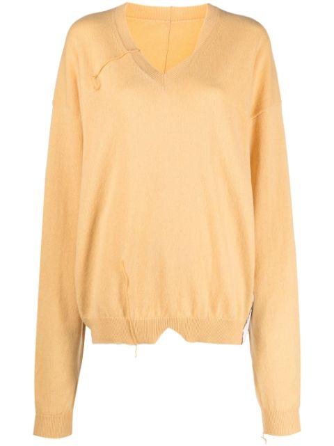 V-neck distressed jumper by RAMAEL