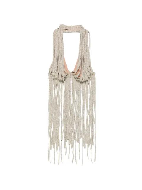 fringe-trimmed halter-neck top by RAME