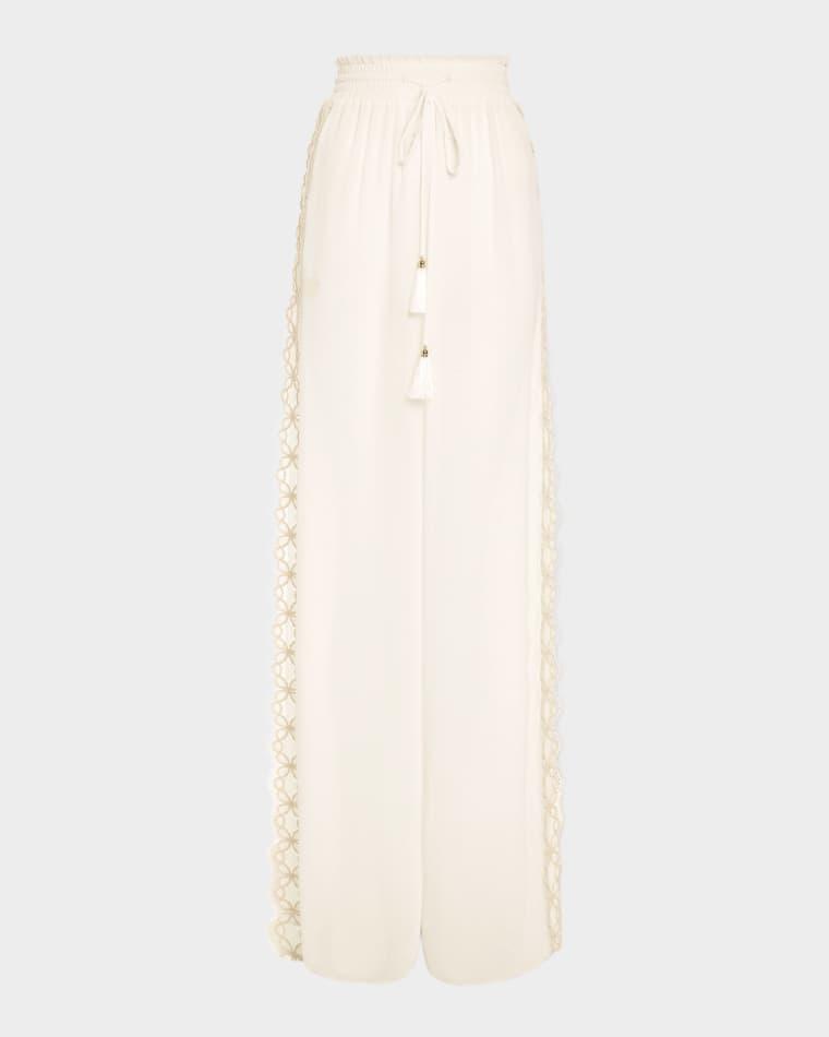 Athena Lace-Trim Palazzo Pants by RAMY BROOK