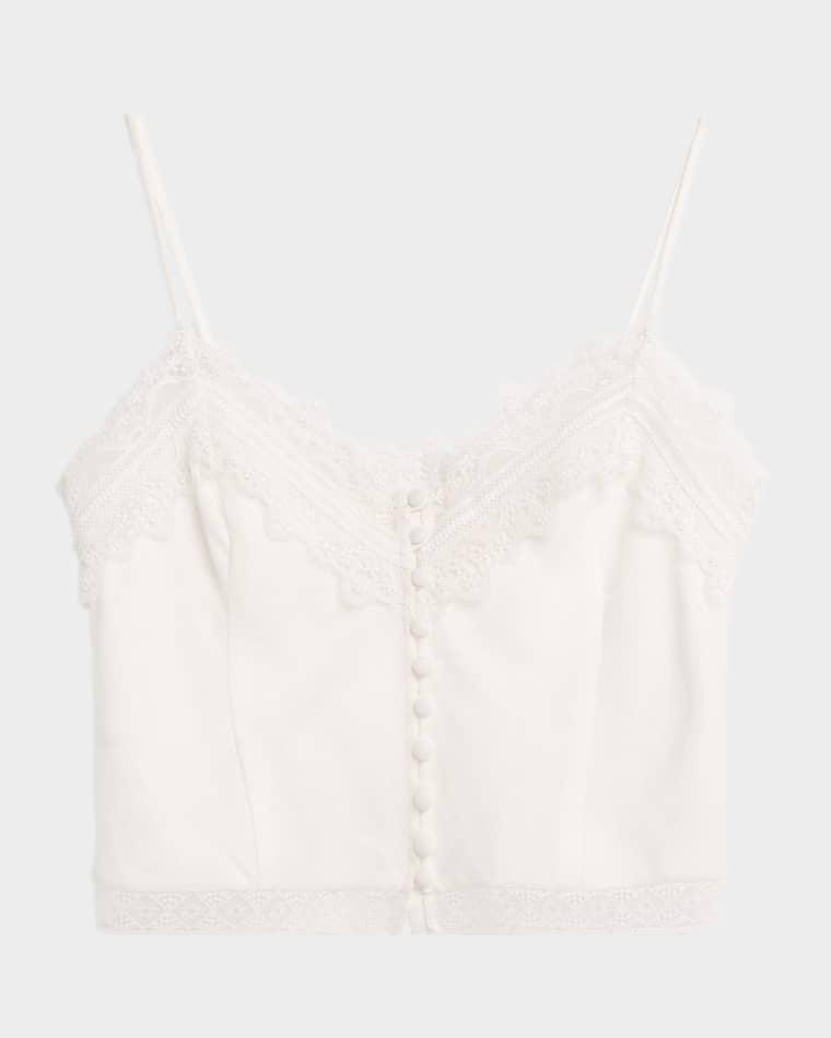 Ayda Lace-Trim Linen Tank Top by RAMY BROOK