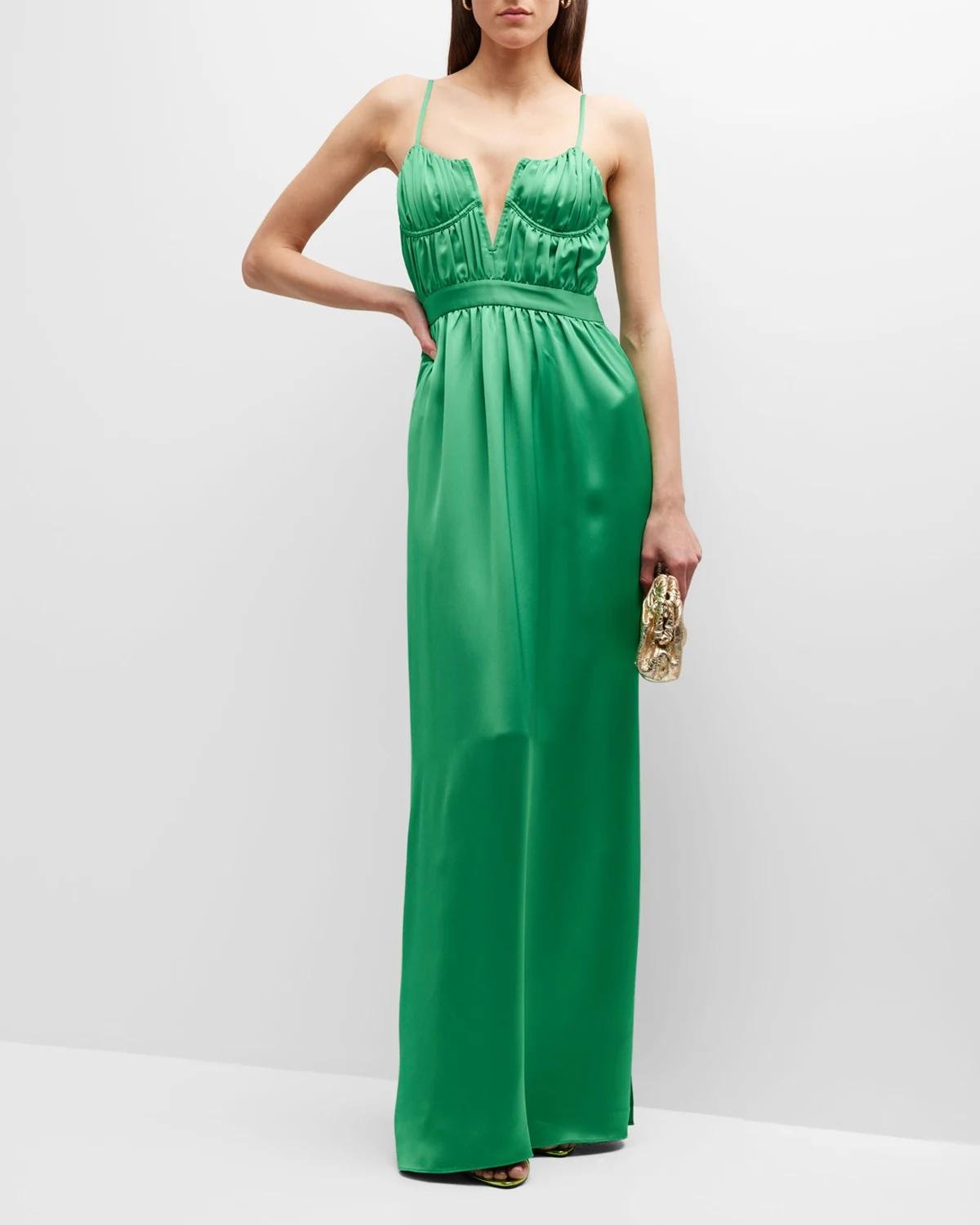 Becky Ruched Sleeveless Side-Slit Gown by RAMY BROOK