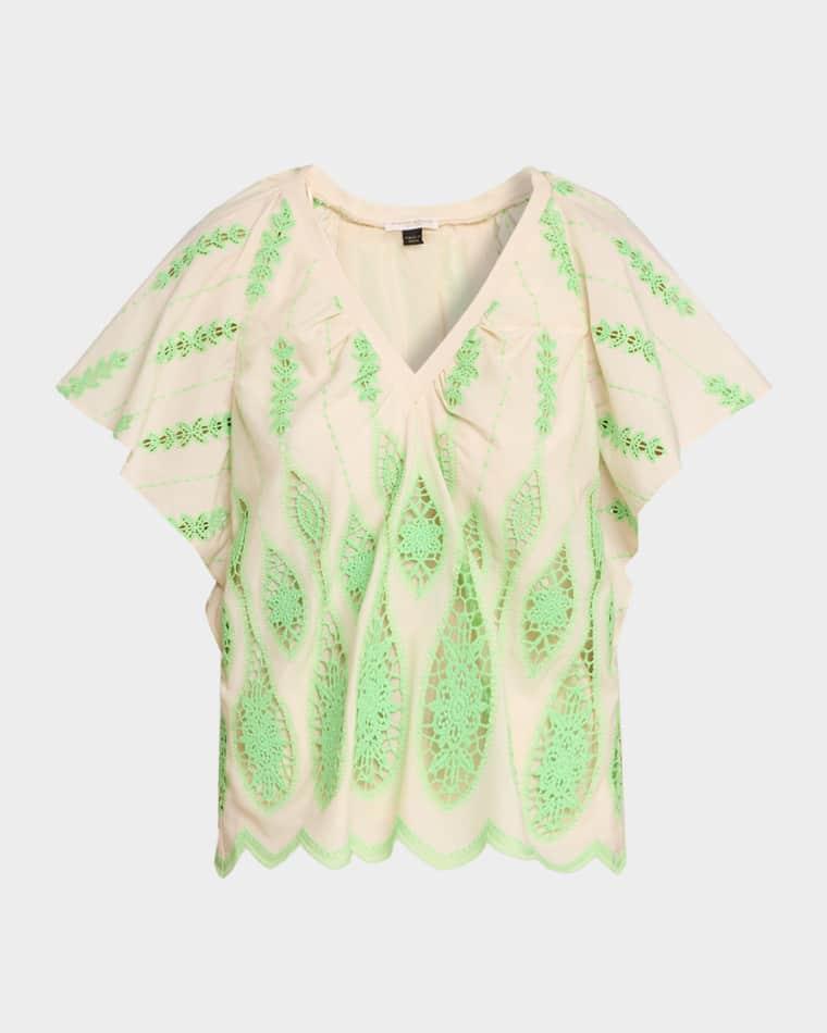 Bettie Embroidered Short-Sleeve Top by RAMY BROOK