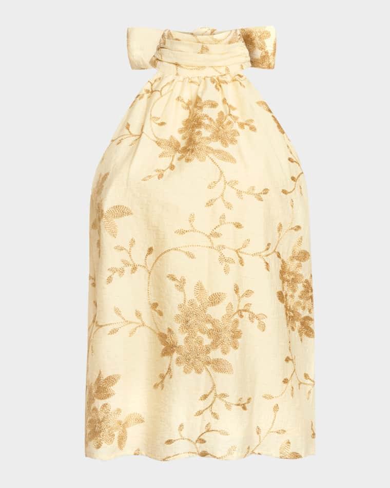 Cara Lurex Embroidered Halter Top by RAMY BROOK