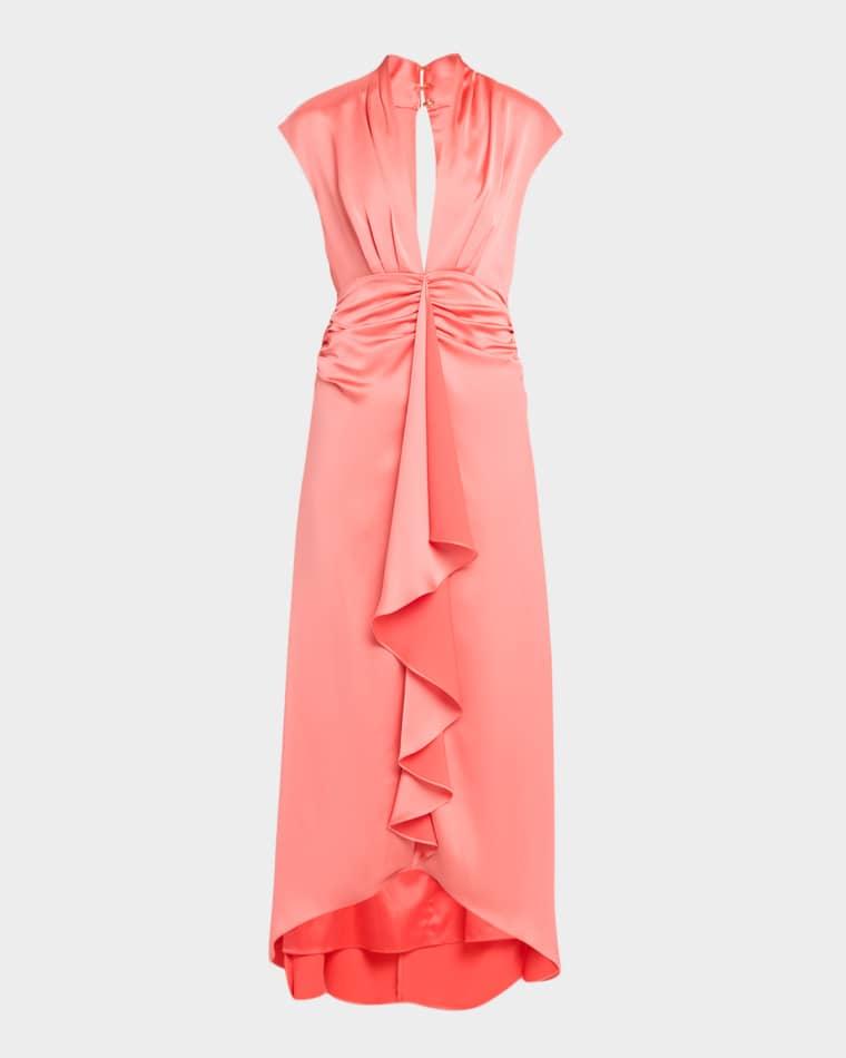 Catrin Draped Deep V-Neck Gown by RAMY BROOK