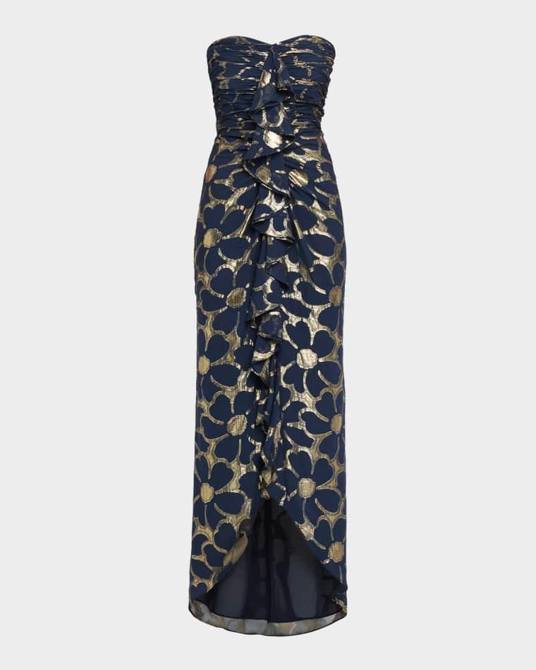Daisy Goldie Strapless Floral Jacquard Gown by RAMY BROOK