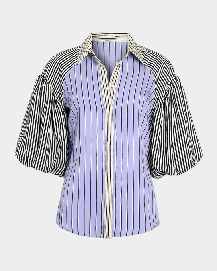 Flor Mixed-Stripe Blouse by RAMY BROOK