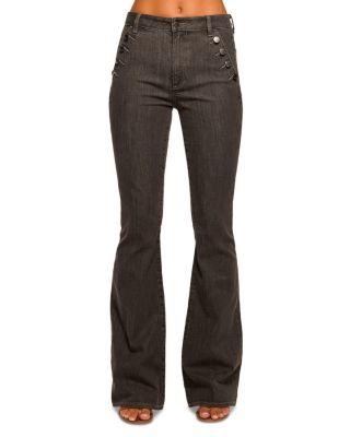 Helena High Rise Flare Jeans in Grey Wash by RAMY BROOK