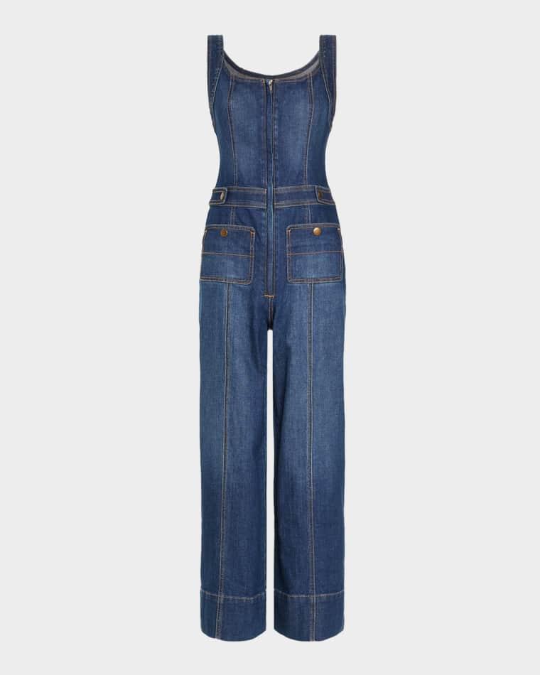 Janet Cropped Wide-Leg Denim Jumpsuit by RAMY BROOK
