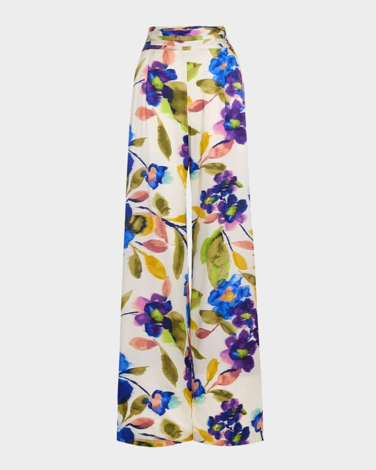 Joss Wide-Leg Floral Satin Pants by RAMY BROOK